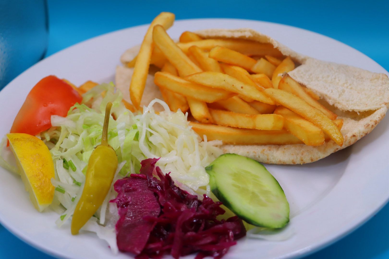Chips In Pitta with Salad