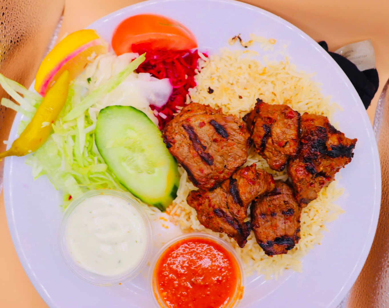 Lamb Shish and Rice